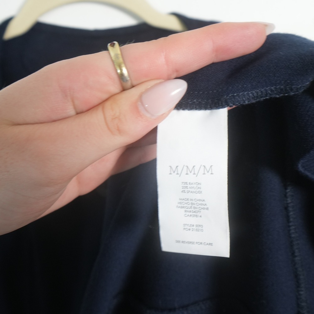 Cabi Longline Knit Blazer Womens Medium Navy Blue 5093 Collarless Career Jacket - Picture 9 of 13